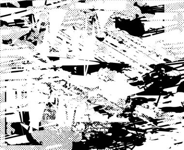 Çizik ve çiziklerle dolu siyah beyaz bir arka plan. Soyut vektör illüstrasyonu.