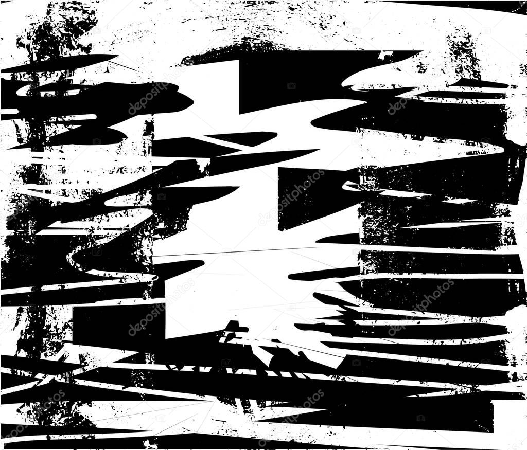 Distressed background in black and white texture with  scratches and lines. Abstract vector illustration.