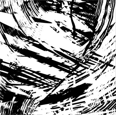 Çizik ve çiziklerle dolu siyah beyaz bir arka plan. Soyut vektör illüstrasyonu.