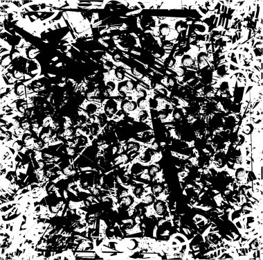 Çizik ve çiziklerle dolu siyah beyaz bir arka plan. Soyut vektör illüstrasyonu.