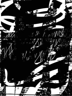 Çizik ve çiziklerle dolu siyah beyaz bir arka plan. Soyut vektör illüstrasyonu.