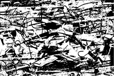 Çizik ve çiziklerle dolu siyah beyaz bir arka plan. Soyut vektör illüstrasyonu.