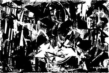 Çizik ve çiziklerle dolu siyah beyaz bir arka plan. Soyut vektör illüstrasyonu.