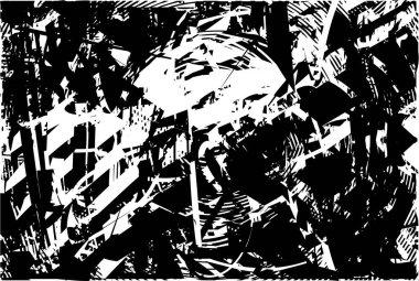 Çizik ve çiziklerle dolu siyah beyaz bir arka plan. Soyut vektör illüstrasyonu.