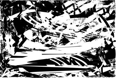 Çizik ve çiziklerle dolu siyah beyaz bir arka plan. Soyut vektör illüstrasyonu.