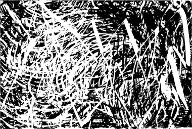 Çizik ve çiziklerle dolu siyah beyaz bir arka plan. Soyut vektör illüstrasyonu.