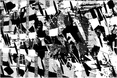 Çizik ve çiziklerle dolu siyah beyaz bir arka plan. Soyut vektör illüstrasyonu.