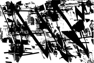 Çizik ve çiziklerle dolu siyah beyaz bir arka plan. Soyut vektör illüstrasyonu.