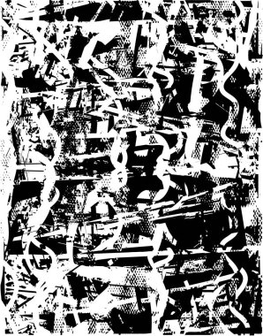 Çizik ve çiziklerle dolu siyah beyaz bir arka plan. Soyut vektör illüstrasyonu.