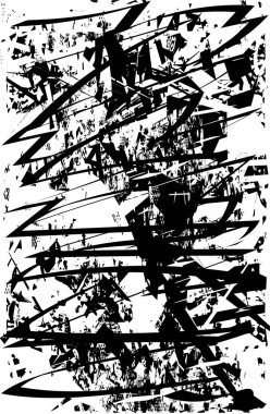 Çizik ve çiziklerle dolu siyah beyaz bir arka plan. Soyut vektör illüstrasyonu.