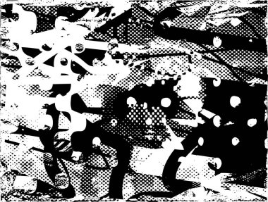 Çizik ve çiziklerle dolu siyah beyaz bir arka plan. Soyut vektör illüstrasyonu.