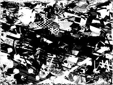 Çizik ve çiziklerle dolu siyah beyaz bir arka plan. Soyut vektör illüstrasyonu.