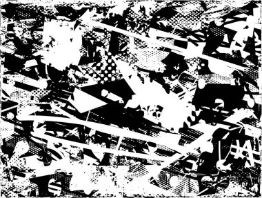 Çizik ve çiziklerle dolu siyah beyaz bir arka plan. Soyut vektör illüstrasyonu.