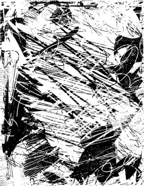 Çizik ve çiziklerle dolu siyah beyaz bir arka plan. Soyut vektör illüstrasyonu.