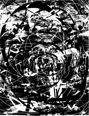 Çizik ve çiziklerle dolu siyah beyaz bir arka plan. Soyut vektör illüstrasyonu.