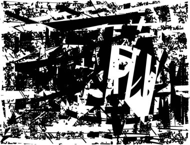 Çizik ve çiziklerle dolu siyah beyaz bir arka plan. Soyut vektör illüstrasyonu.