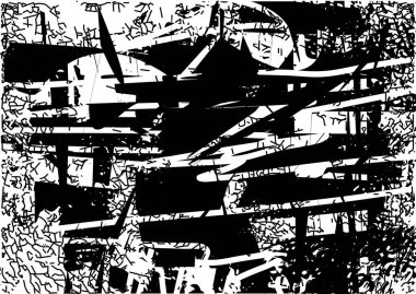 Çizik ve çiziklerle dolu siyah beyaz bir arka plan. Soyut vektör illüstrasyonu.