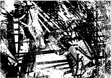 Çizik ve çiziklerle dolu siyah beyaz bir arka plan. Soyut vektör illüstrasyonu.