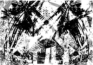 Çizik ve çiziklerle dolu siyah beyaz bir arka plan. Soyut vektör illüstrasyonu.