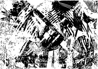 Çizik ve çiziklerle dolu siyah beyaz bir arka plan. Soyut vektör illüstrasyonu.