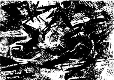 Çizik ve çiziklerle dolu siyah beyaz bir arka plan. Soyut vektör illüstrasyonu.