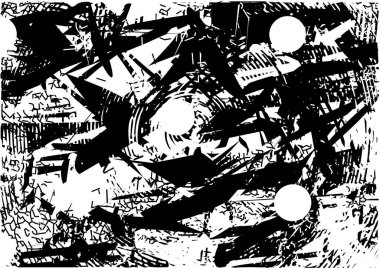 Çizik ve çiziklerle dolu siyah beyaz bir arka plan. Soyut vektör illüstrasyonu.