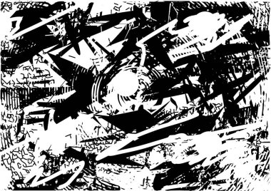 Çizik ve çiziklerle dolu siyah beyaz bir arka plan. Soyut vektör illüstrasyonu.