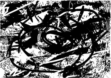 Çizik ve çiziklerle dolu siyah beyaz bir arka plan. Soyut vektör illüstrasyonu.