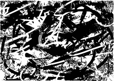 Çizik ve çiziklerle dolu siyah beyaz bir arka plan. Soyut vektör illüstrasyonu.