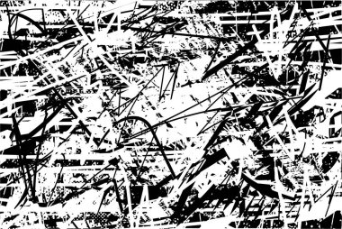 Çizik ve çiziklerle dolu siyah beyaz bir arka plan. Soyut vektör illüstrasyonu.