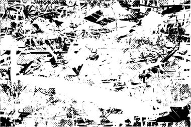 Çizik ve çiziklerle dolu siyah beyaz bir arka plan. Soyut vektör illüstrasyonu.