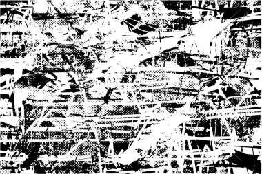 Çizik ve çiziklerle dolu siyah beyaz bir arka plan. Soyut vektör illüstrasyonu.