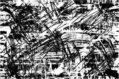 Çizik ve çiziklerle dolu siyah beyaz bir arka plan. Soyut vektör illüstrasyonu.