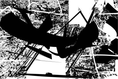 Çizik ve çiziklerle dolu siyah beyaz bir arka plan. Soyut vektör illüstrasyonu.