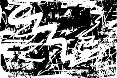 Çizik ve çiziklerle dolu siyah beyaz bir arka plan. Soyut vektör illüstrasyonu.