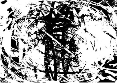 Çizik ve çiziklerle dolu siyah beyaz bir arka plan. Soyut vektör illüstrasyonu.