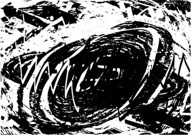 Çizik ve çiziklerle dolu siyah beyaz bir arka plan. Soyut vektör illüstrasyonu.