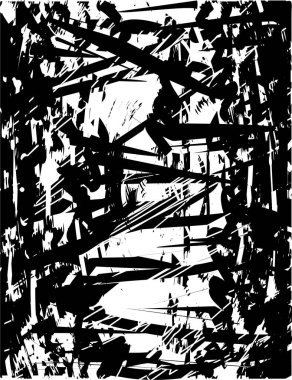 Çizik ve çiziklerle dolu siyah beyaz bir arka plan. Soyut vektör illüstrasyonu.