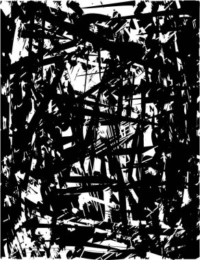 Çizik ve çiziklerle dolu siyah beyaz bir arka plan. Soyut vektör illüstrasyonu.