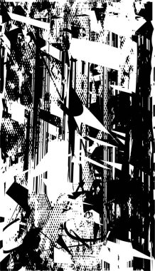 Çizik ve çiziklerle dolu siyah beyaz bir arka plan. Soyut vektör illüstrasyonu.