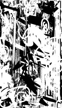 Çizik ve çiziklerle dolu siyah beyaz bir arka plan. Soyut vektör illüstrasyonu.