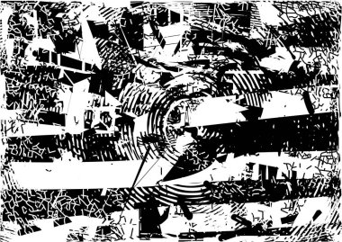 Çizik ve çiziklerle dolu siyah beyaz bir arka plan. Soyut vektör illüstrasyonu.