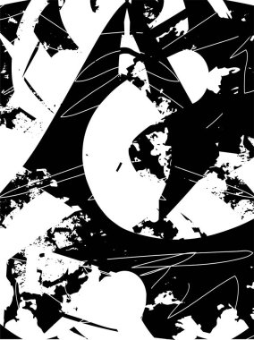 Çizik ve çiziklerle dolu siyah beyaz bir arka plan. Soyut vektör illüstrasyonu.