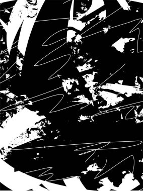 Çizik ve çiziklerle dolu siyah beyaz bir arka plan. Soyut vektör illüstrasyonu.