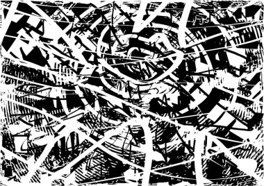 Çizik ve çiziklerle dolu siyah beyaz bir arka plan. Soyut vektör illüstrasyonu.