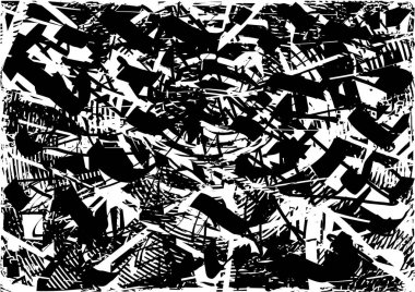 Çizik ve çiziklerle dolu siyah beyaz bir arka plan. Soyut vektör illüstrasyonu.