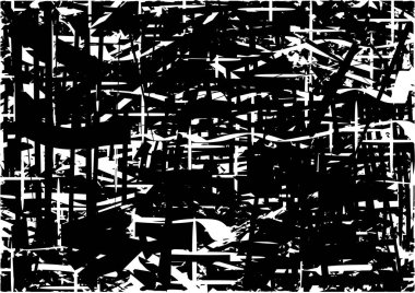 Çizik ve çiziklerle dolu siyah beyaz bir arka plan. Soyut vektör illüstrasyonu.