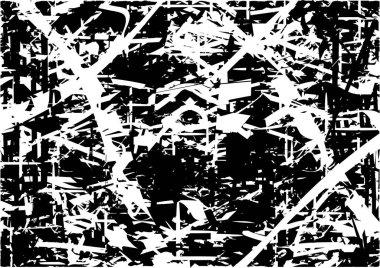 Çizik ve çiziklerle dolu siyah beyaz bir arka plan. Soyut vektör illüstrasyonu.