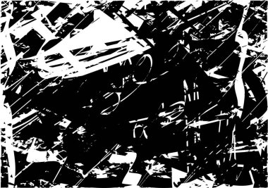 Çizik ve çiziklerle dolu siyah beyaz bir arka plan. Soyut vektör illüstrasyonu.