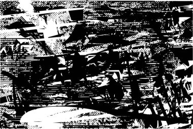 Çizik ve çiziklerle dolu siyah beyaz bir arka plan. Soyut vektör illüstrasyonu.